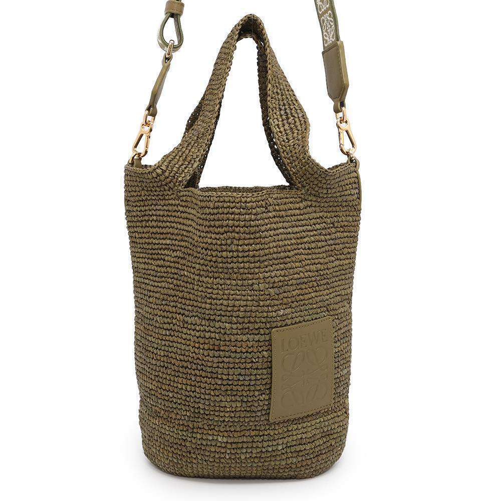 Loewe Tote Bag Slit Raffia Calf Leather